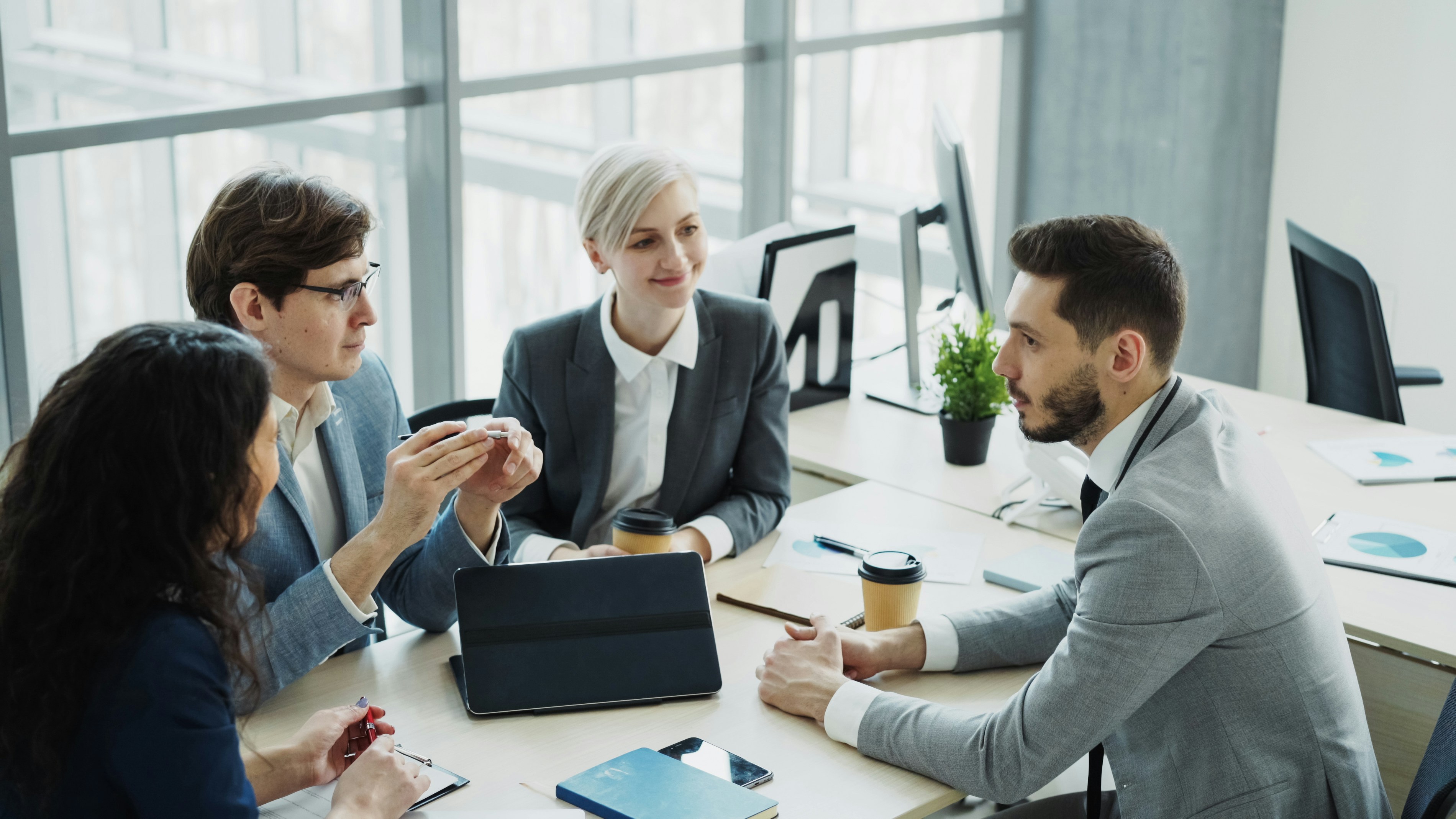 Team collaborating in a meeting